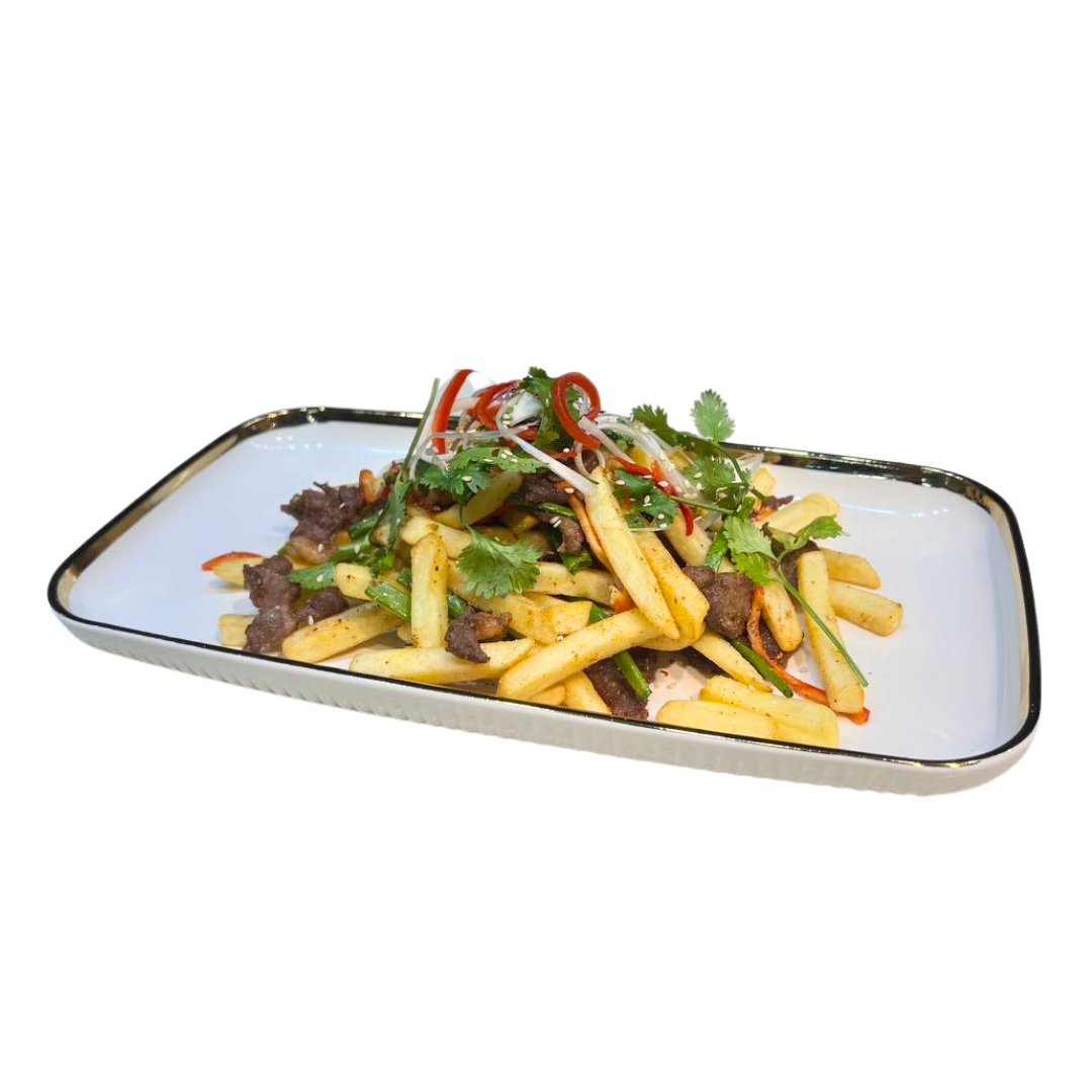 Фри с мясом 薯条炒肉